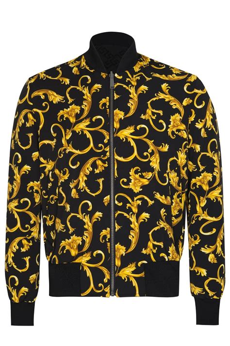 versace collection reversible bomber jacket black|Versace bomber jacket leather.